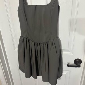 Zara Corset style Charcoal Mini Fit and flare Dress Small NWT